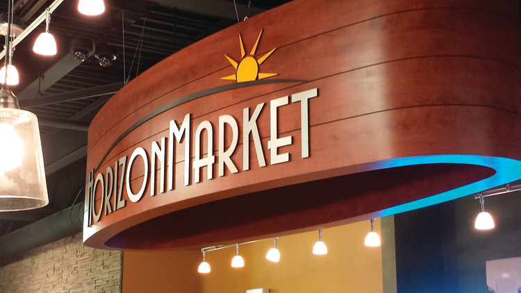 Interior retail graphics printed and installed at Horizon Market