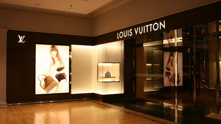 Louis Vuitton storefront with installed premium window graphics in St. Louis