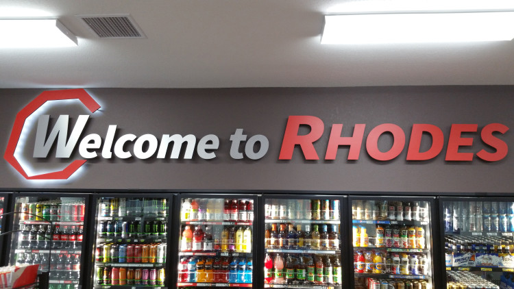 Rhodes 101 convenience store interior with custom point of purchase displays