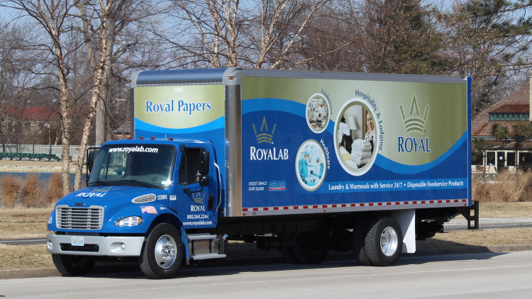 Royal Labs fleet vehicle with branded vinyl graphics
