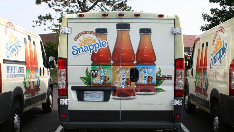 Snapple delivery truck with full vehicle wrap graphics